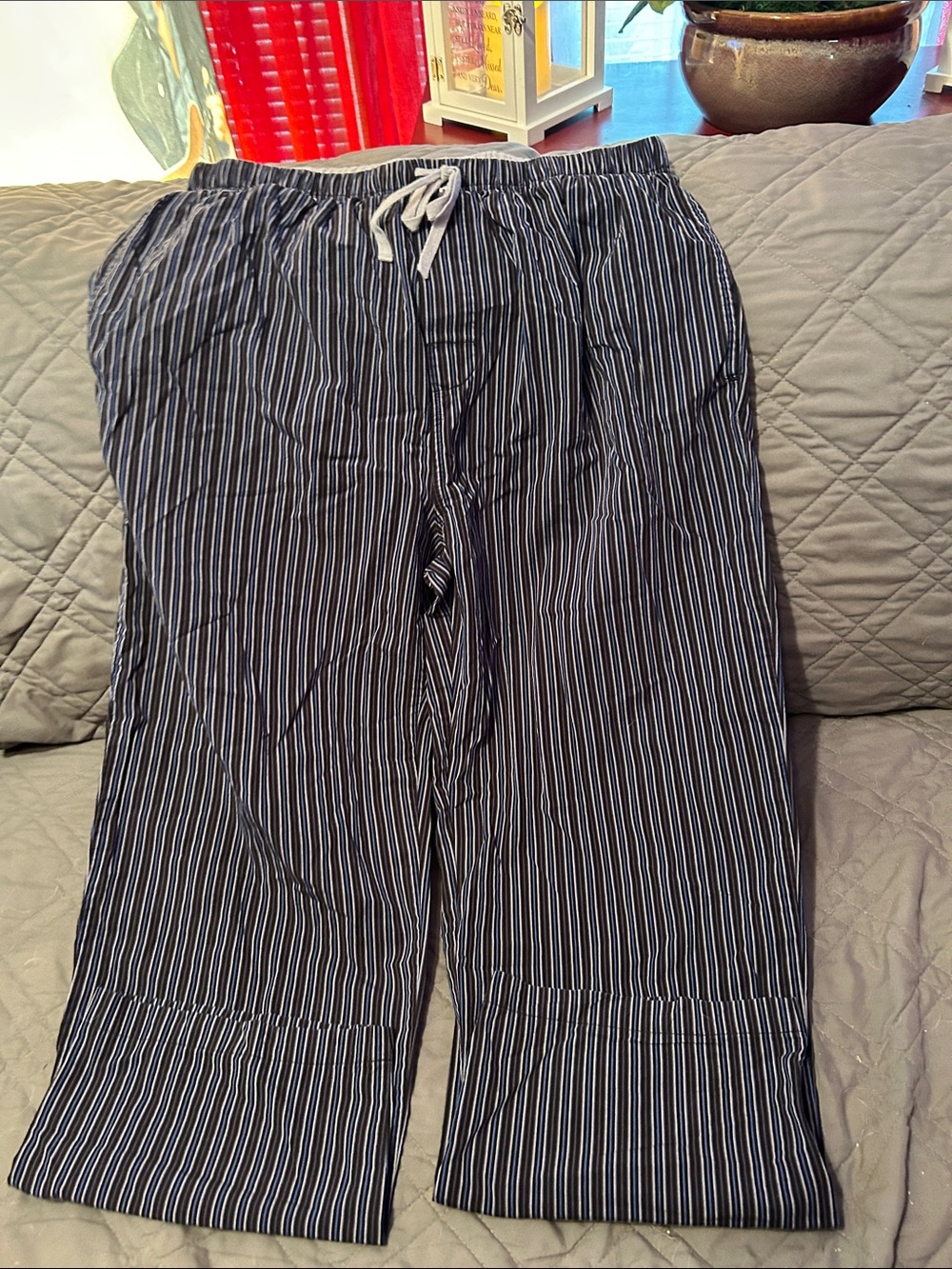 Michael Kors Men's Navy and White Striped Lounge Pants